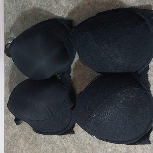 2 Torrid Curve 38H Black Lace Push Up Plunge Bras